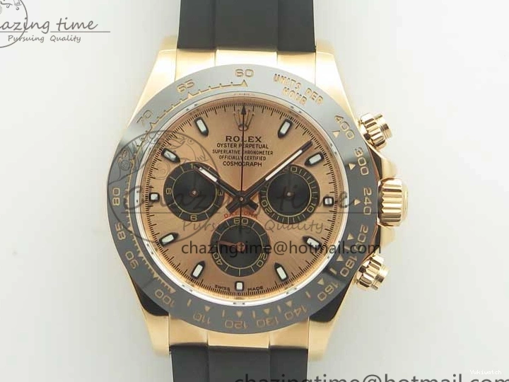 On Daytona Gold Black Super Clone Best Dial 116515 Edition 1:1 Rubber A4130 Strap Rose V2 ARF 1229